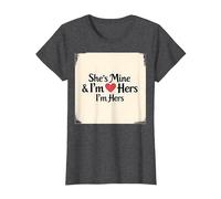 I Heart My Girlfriend: Lei è mia & Sono la Sua Citazione Romantica Maglietta, Donna, Grigio Scuro, XXL