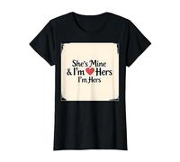 I Heart My Girlfriend: Lei è mia & Sono la Sua Citazione Romantica Maglietta, Donna, Nero, M