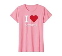I Heart Octopus, I Love Octopus Maglietta, Donna, Rosa, L