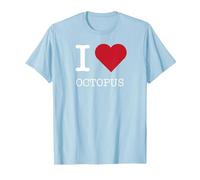 I Heart Octopus, I Love Octopus Maglietta, Uomo, Celeste, L