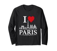 I Heart Paris I Love Paris Souvenir Maglia a Manica