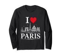 I Heart Paris I Love Paris Souvenir Maglia a Manica