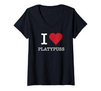 I Heart Platypuss, I Love Platypuss Maglietta con Collo a V, Donna, Nero, M