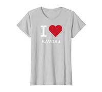 I Heart Ravioli, I Love Ravioli Maglietta, Donna, Argento, S