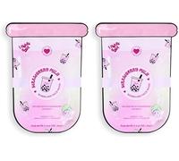 I Heart Revolution Bubble Tea maschera in tessuto con bolle di latte alla fragola, calma e idrata la pelle con matcha ed estratto di tè verde, rosa fragola (Confezione da 2)