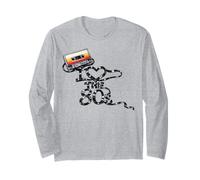 I Heart The 80s Music Cassette Nostalgic Loose Unwound Tape Maglia a Manica