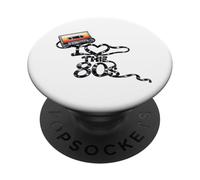 I Heart the 80s Music Cassette Nostalgic Loose Unwound Tape PopSockets PopGrip Adesivo