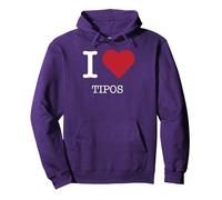 I Heart Tipos, I Love Tipos Felpa con Cappuccio, Unisex per Adulti, Viola, L