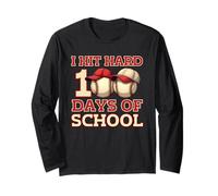 I Hit Hard 100 Days of School Baseball Bambini Ragazzi Maglia a Manica