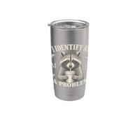 I Identify As A Problem Funny Raccoon Humor Sarcastic Saying Bicchiere termico in acciaio inox doppia parete