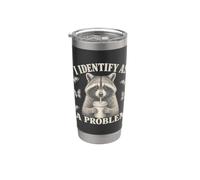 I Identify As A Problem Funny Raccoon Humor Sarcastic Saying Bicchiere termico in acciaio inox doppia parete