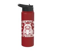 I Identify As A Problem Funny Raccoon Humor Sarcastic Saying Stainless Steel Insulated Water Bottle