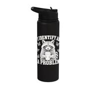 I Identify As A Problem Funny Raccoon Humor Sarcastic Saying Stainless Steel Insulated Water Bottle
