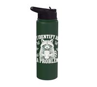 I Identify As A Problem Funny Raccoon Humor Sarcastic Saying Stainless Steel Insulated Water Bottle