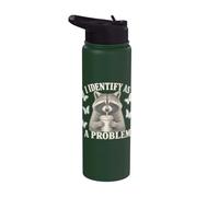 I Identify As A Problem Funny Raccoon Humor Sarcastic Saying Stainless Steel Insulated Water Bottle