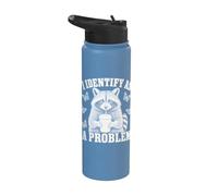 I Identify As A Problem Funny Raccoon Humor Sarcastic Saying Stainless Steel Insulated Water Bottle