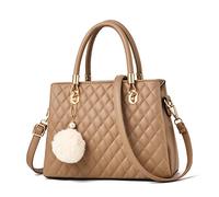 I IHAYNER - Borsa da donna in pelle con pompon, Marrone (Kimly Cage), Medium