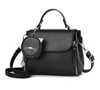I IHAYNER Fashion Purse and Handbags for Girls Leather Top Handle Satchel Ladies Small Crossbody Shoulder Bag for Women with Kitty Purse Black