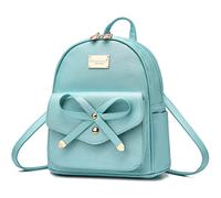 I IHAYNER Mini zaino da donna in pelle con fiocco e fiocco, Blu perlato, Mini, Zaino con fiocco per ragazze, mini zaino per ragazze, zaino piccolo per donne