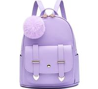I IHAYNER Zaino alla moda per ragazze, mini zaino, borsa per donne, ragazze, adolescenti, borse in pelle PU con pompon, zaino borsa a tracolla, Viola, Small, classico