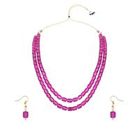 I Jewels Elegante parure multistrato di collana di perle con orecchini per donne e ragazze, FreeSize, Gemma, Nessuna pietra preziosa