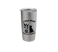 I Just Need Cats and Plants Cute Botanical Lover Bicchiere termico in acciaio inox doppia parete