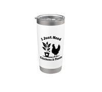 I Just Need Chickens and Plants Cute Gardening Bicchiere termico in acciaio inox doppia parete