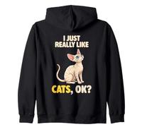 I Just Really Like Cats Ok Animal Lover Carino Devon Rex Felpa con Cappuccio