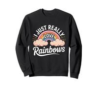 I Just Really Love with Rainbows Pastello Carino Nuvole Arcobaleno Felpa