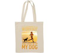I Just Want to Workout and Hang with My Dog Beach Running Graphic Cotton Natural Cotton Tote Bag Bianco