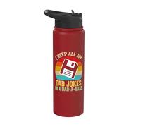 I Keep All My Dad Jokes In A Dad-A-Base Fathers Day Dad Joke Stainless Steel Insulated Water Bottle