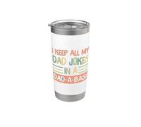 I Keep All My Dad Jokes In A Dad-A-Base Retro Father's Day Bicchiere termico in acciaio inox doppia parete