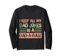 I Keep all My Dad Jokes in A Dad-A-Base Retro Father's Day Maglia a Manica