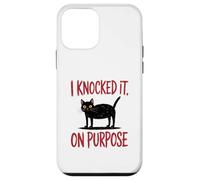 I Knocked It On Purpose Funny Cat Humor T-Shirt Custodia per iPhone 12 mini