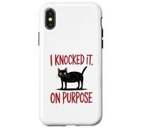 I Knocked It On Purpose Funny Cat Humor T-Shirt Custodia per iPhone X/XS