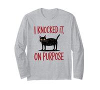 I Knocked It On Purpose Funny Cat Humor T-Shirt Maglia a Manica