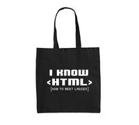 I Know Html How To Meet Donna - Borsa Tote IN Tela - Divertente Date Nerd Slogan