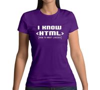 I Know Html How To Meet Donna - T-Shirt - Divertente Date Geek Secchione Slogan