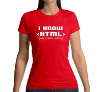 I Know Html How To Meet Donna - T-Shirt - Divertente Date Geek Secchione Slogan