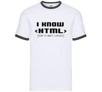 I Know Html How To Meet Donna - Uomo Suoneria - Divertente Date Geek Nerd Slogan