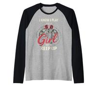 I Know I Play Like A Girl Try To Keep Up Funny Dart Player Maglia con Maniche Raglan