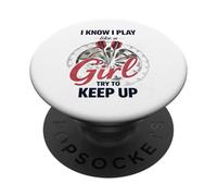 I Know I Play Like A Girl Try To Keep Up Funny Dart Player PopSockets PopGrip Adesivo