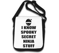 I Know Spooky Secret Ninja Stuff - Borsa a tracolla bianca, bianco, Taglia unica