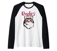 I Lettori leggeranno Il Gattino Amante dei Libri Nerd del Gatto Maglia con Maniche Raglan
