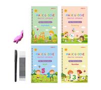 I Libri Di Copia Magici Per Bambini - Libri Di Pratica Della Scrittura A Mano Scanalati Riutilizzabili Con Impugnatura A Penna E Ricariche, Traccia Della Cartella Di Lavoro Per Il Disegno Dei Numeri D