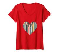 I Libri Sono Il Mio linguaggio d'Amore - Bookworm Gift Maglietta con Collo a V, Donna, Rosso, XL