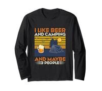 I Like Beer And Camping Maybe 3 People Drinking Team Maglia a Manica