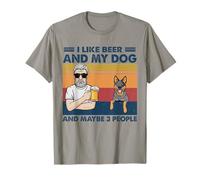 I Like Beer And My Dog Blue Heeler Australian Bovino Nonno Maglietta