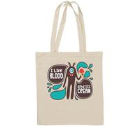 I Like Blood and Ice Cream Cute Vampire Graphic Natural Cotton Tote Bag Bianco