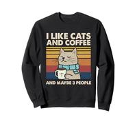 I Like Cats And caffè And Maybe 3 People Autumn Vintage Felpa